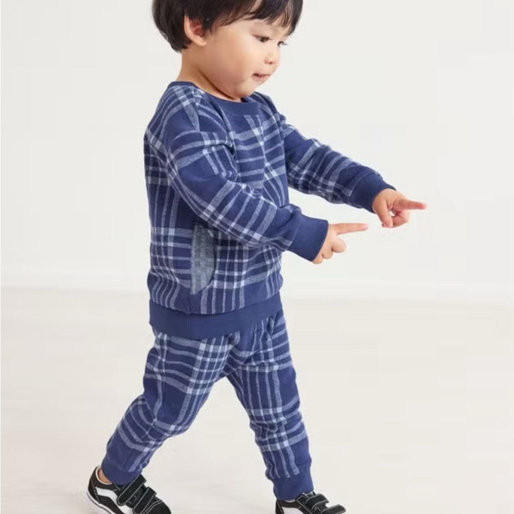 Hanna Andersson Navy Plaid Kids Set